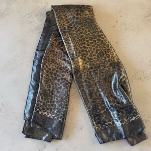 Vintage Black and Brown Metallic Leopard Scarf